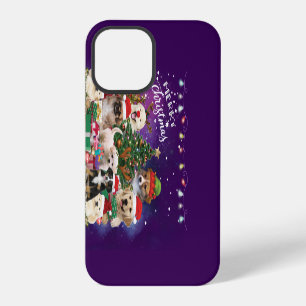 Coque iPhone 12 Pro Lumière Joyeux Noël Chiens