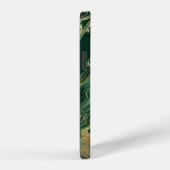 Coque iPhone 12 Pro Marbre Doré Vert Paillettes Monogramme (Côté droit)