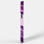 Coque iPhone 12 Pro Max Agate Violette avec Monogramme Pailleté Argent (Côté droit)