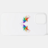 Coque iPhone 12 Pro Max Ailes fluffy arc-en-ciel (Retour horizontal)