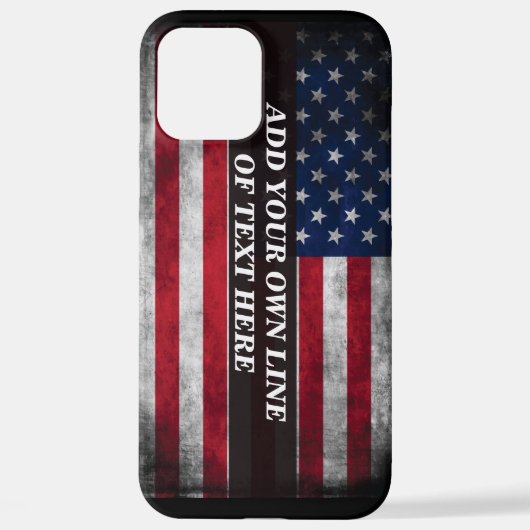 Coque iPhone 12 Pro Max Ajouter votre texte sur le drapeau américain (Verso)