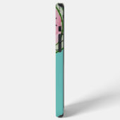 Coque iPhone 12 Pro Max Aquarelle Pastèque Rose Turquoise Monogrammé (Côté gauche)