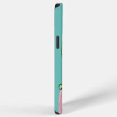 Coque iPhone 12 Pro Max Aquarelle Pastèque Rose Turquoise Monogrammé (Côté droit)