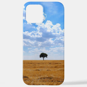 Coque iPhone 12 Pro Max Arbre dans un champ de blé récolté