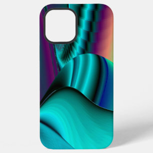 Coque iPhone 12 Pro Max Arc-en-ciel métallique Abstrait futuriste