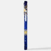 Coque iPhone 12 Pro Max Arrière - plan Bleu XMAS avec des flocons de neige (Côté gauche)