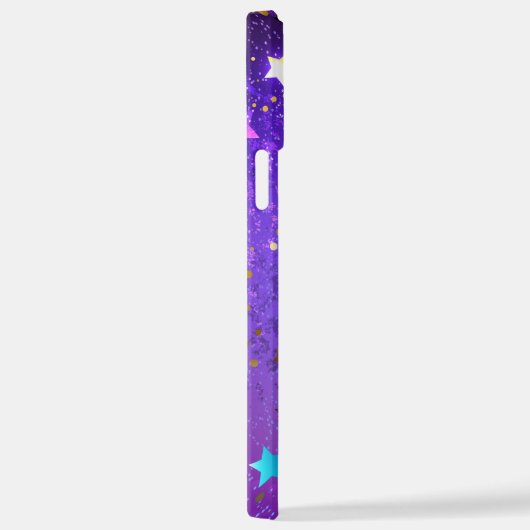 Coque iPhone 12 Pro Max Arrière - plan de feuille violet avec étoiles (Côté droit)