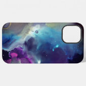 Coque iPhone 12 Pro Max Art à l'encre d'alcool nébuleuse spatiale jaune bl (Verso Horizontal)