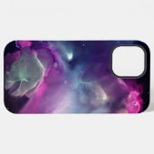 Coque iPhone 12 Pro Max Art à l'encre d'alcool nébuleuse spatiale rose ble (Verso Horizontal)