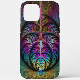 Coque iPhone 12 Pro Max Art abstrait fractal coloré et psychédélique