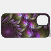 Coque iPhone 12 Pro Max Art fractal abstrait violet pourpre kaki coloré (Verso Horizontal)