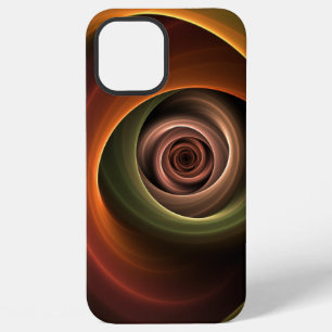 Coque iPhone 12 Pro Max Art fractal moderne couleurs chaudes Abstrait Spir