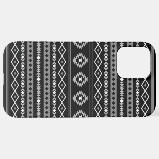 Coque iPhone 12 Pro Max Aztec blanc gris noir Motifs mélangés Motif (Verso Horizontal)