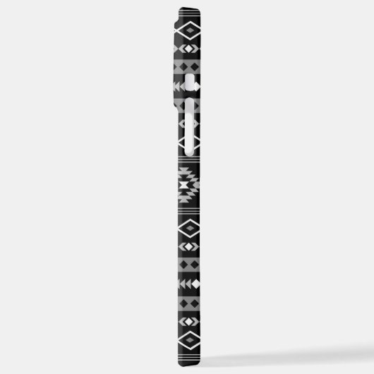 Coque iPhone 12 Pro Max Aztec blanc gris noir Motifs mélangés Motif (Côté gauche)