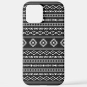 Coque iPhone 12 Pro Max Aztec blanc gris noir Motifs mélangés Motif (Verso)