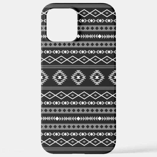 Coque iPhone 12 Pro Max Aztec blanc gris noir Motifs mélangés Motif (Verso)