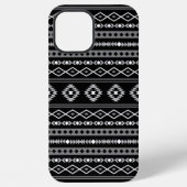Coque iPhone 12 Pro Max Aztec blanc gris noir Motifs mélangés Motif (Verso)