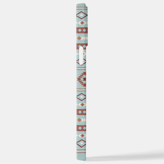 Coque iPhone 12 Pro Max Aztec Mixte Motif Motif Rusts Crème Bleu (Côté droit)