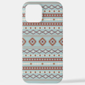Coque iPhone 12 Pro Max Aztec Mixte Motif Motif Rusts Crème Bleu (Verso)
