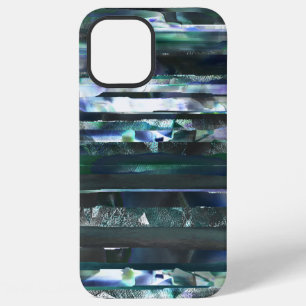 Coque iPhone 12 Pro Max Bandes déchirées cyan de textures barbouillées et