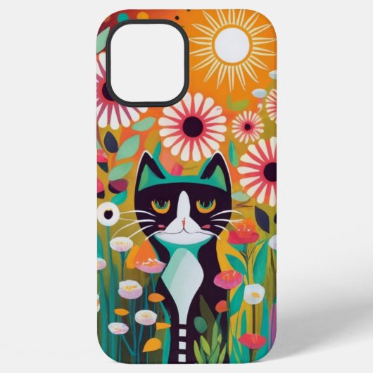 Coque iPhone 12 Pro Max Black Cat in The Garden (Verso)