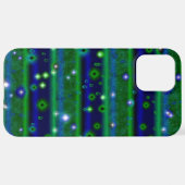 Coque iPhone 12 Pro Max Bleu vert rayures avec étoiles et Raindrops (Retour horizontal)