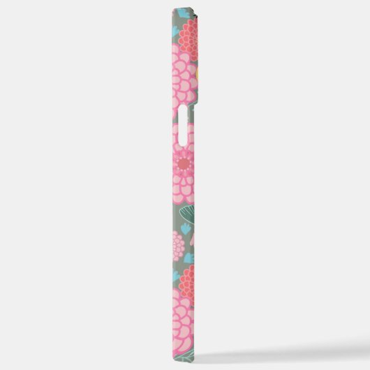 Coque iPhone 12 Pro Max Boîtier de téléphone vert en fleurs (Côté droit)
