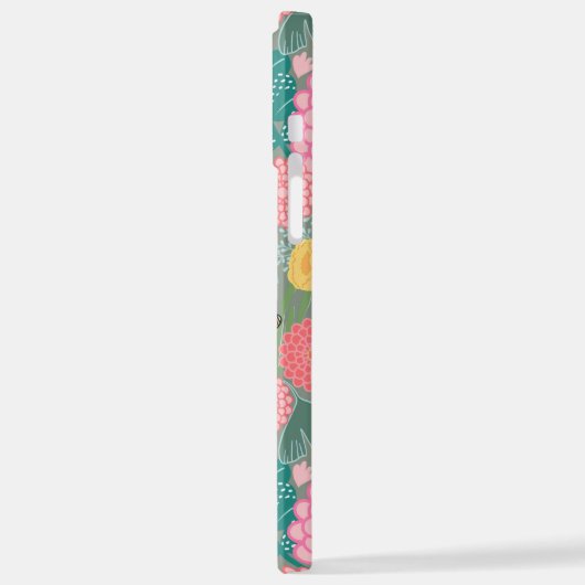 Coque iPhone 12 Pro Max Boîtier de téléphone vert en fleurs (Côté gauche)