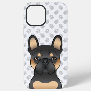 Coque iPhone 12 Pro Max Bouledogue français noir et feu / Chien de dessin