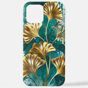 Coque iPhone 12 Pro Max Branche avec Feuilles d'or Ginko Biloba