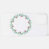 Coque iPhone 12 Pro Max Cadre rond fleuri avec fleurs roses (Retour horizontal)