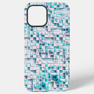 Coque iPhone 12 Pro Max Carreaux bleus dans un style rugueux texturé, mosa