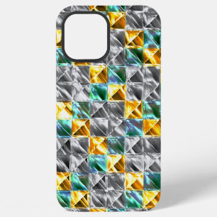 Coque iPhone 12 Pro Max Carreaux de mint enjoliveur, dorés et argentés ou