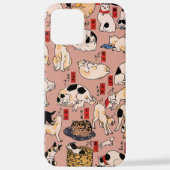 Coque iPhone 12 Pro Max chats japonais Ukiyo-e Funny kitty (Verso)