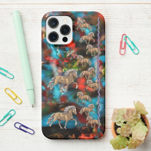 Coque iPhone 12 Pro Max Cheval islandais Elska (Sur le bureau)