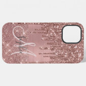 Coque iPhone 12 Pro Max Chic Monogramme Or Rose (Verso Horizontal)