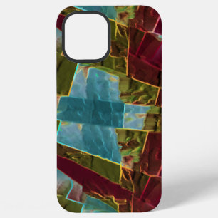 Coque iPhone 12 Pro Max Cire sculptée tachetée marron et bleue