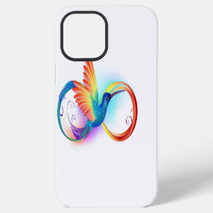 Coque iPhone 12 Pro Max Colibri arc-en-ciel avec symbole de l'infini
