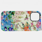Coque iPhone 12 Pro Max Colibris et Fleurs (Verso Horizontal)
