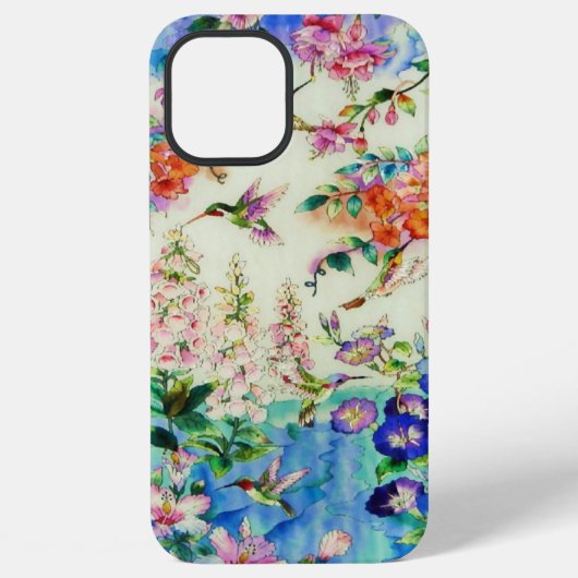 Coque iPhone 12 Pro Max Colibris et Fleurs (Verso)
