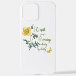 Coque iPhone 12 Pro Max Comptez vos bénédictions - pavot jaune vintage