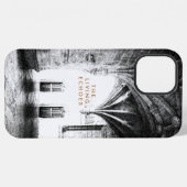 Coque iPhone 12 Pro Max Croquis d'architecture gothique classique noir et (Verso Horizontal)