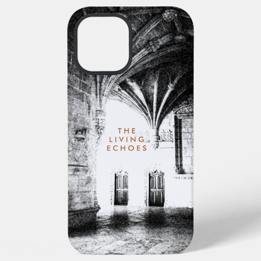 Coque iPhone 12 Pro Max Croquis d'architecture gothique classique noir et (Verso)