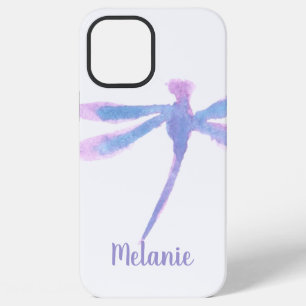 Coque iPhone 12 Pro Max Dragonfly Monogrammé Aquarelle Violet 