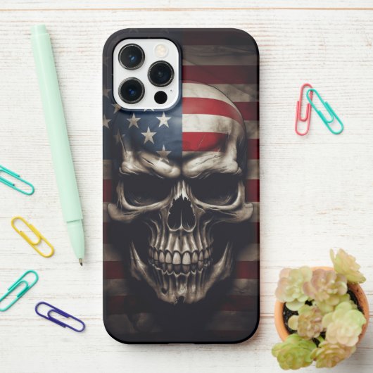 Coque iPhone 12 Pro Max Drapeau américain (Sur le bureau)
