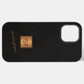 Coque iPhone 12 Pro Max Élégant nom de script monogrammé en or noir (Verso Horizontal)