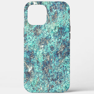 Coque iPhone 12 Pro Max Enchevêtrement de fils ou bleu cyan spongieux et g
