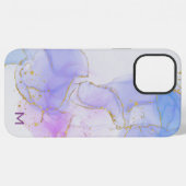 Coque iPhone 12 Pro Max encre d'alcool rose, violet, bleu (Verso Horizontal)