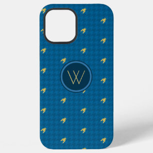 Coque iPhone 12 Pro Max Étui Case-Mate à carreaux avec accent doré bleu