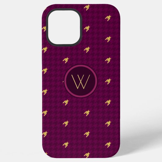 Coque iPhone 12 Pro Max Étui Houndstooth à accent doré Case-Mate Rose (Verso)